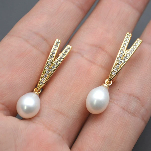 Wholesale 5pairs Natural Freshwater Pearl Water Drop Dangle Earrings Fashion Woman Party Jewelry