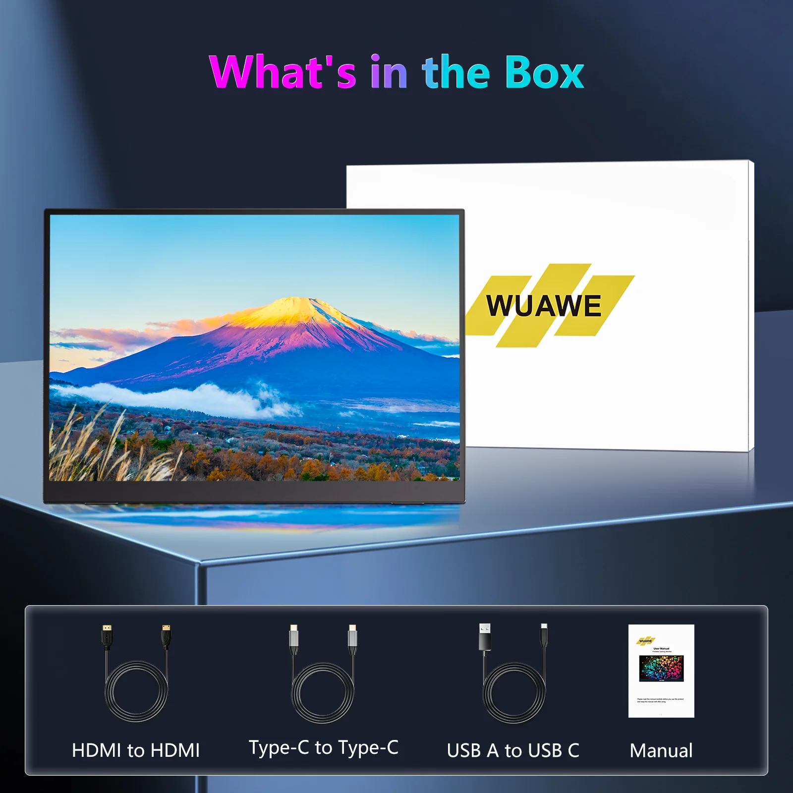 شاشة WUAWE المحمولة مقاس 14 بوصة 1920*1080 USB-C HDMI وشاشة السفر من النوع C، شاشة كمبيوتر ثانية خارجية لهاتف PC Mac #6