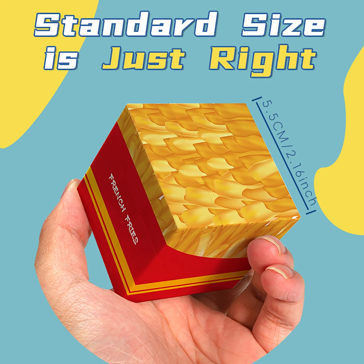 Kubus Ajaib 3x3x3 Puzzle UV Dicetak 3D Kentang Goreng Pereda Stres Profesional Mainan Permainan Kecepatan Halus untuk Hadiah Anak-anak