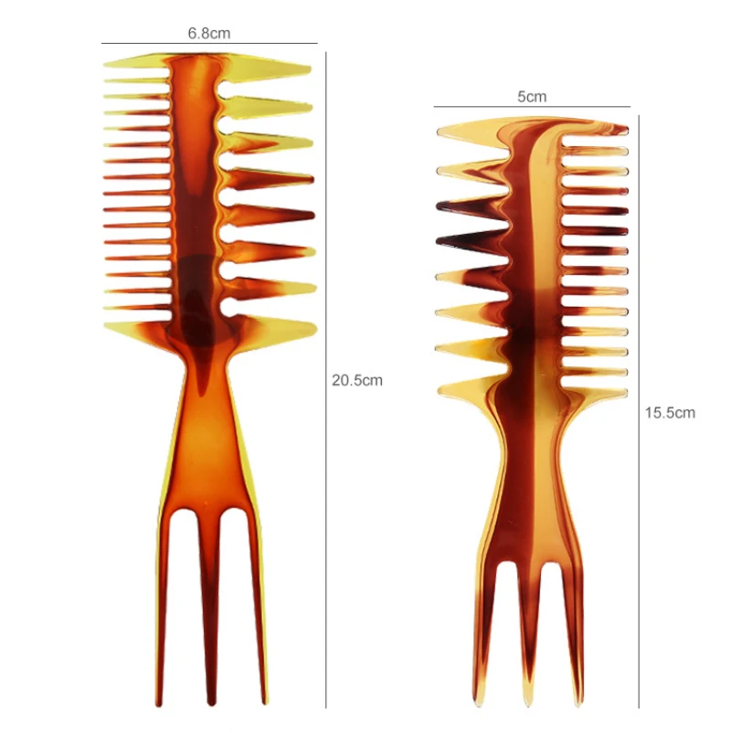 2PCS Set Slicked-Back Texture Styling Fork Comb Trident Layering Combs For Mohawk Undercut Quiff Make Hair Fluffy And Voluminous