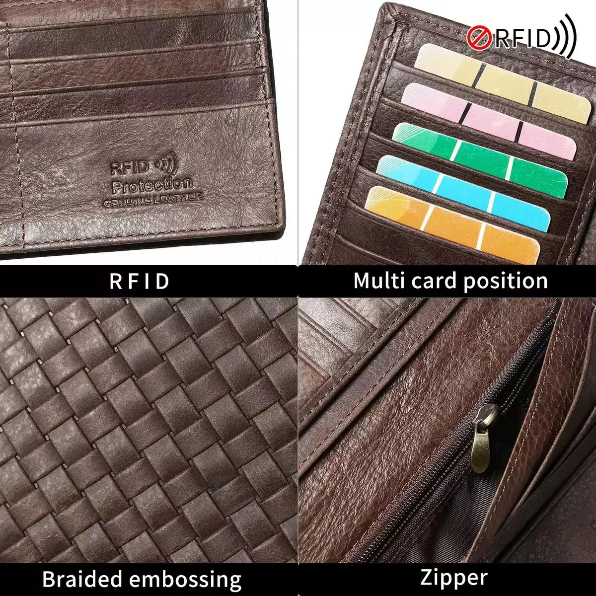 Genuine Leather Wallet High Quality Coin Purse For Men Women Long Clutch Wallets With Cell Phone Bags Large Capacity Card Holder