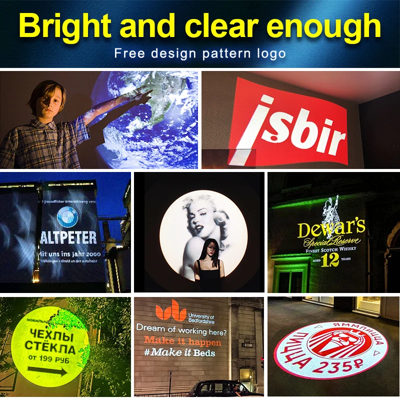 Advertising Projection Light Logo Door Head Outdoor Waterproof Rotating Floor Wall Pattern Text Custom LED Projection Light