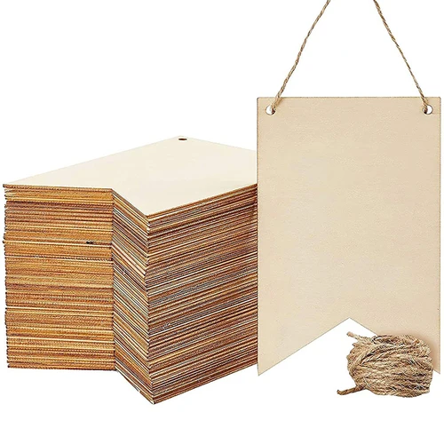 나무 물고기 꼬리 깃발 반제품, 그림 쓰기 표시, 나무 공예, DIY 창의적인 생일 웨딩 파티 장식 
