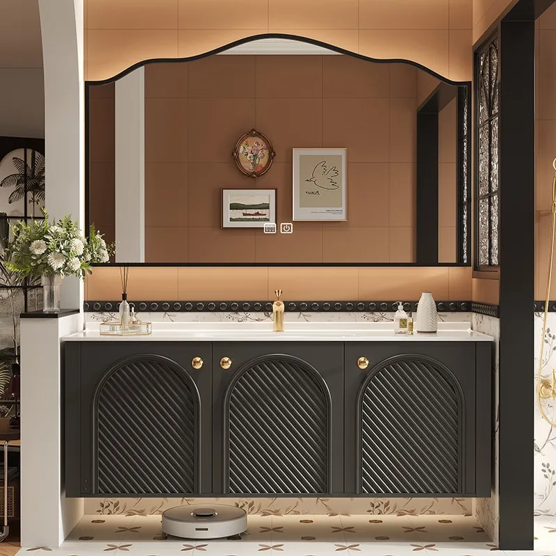 French retro bathroom cabinet ceramic integrated wash basin cabinet combined wash basin toilet basin pool 2025 new