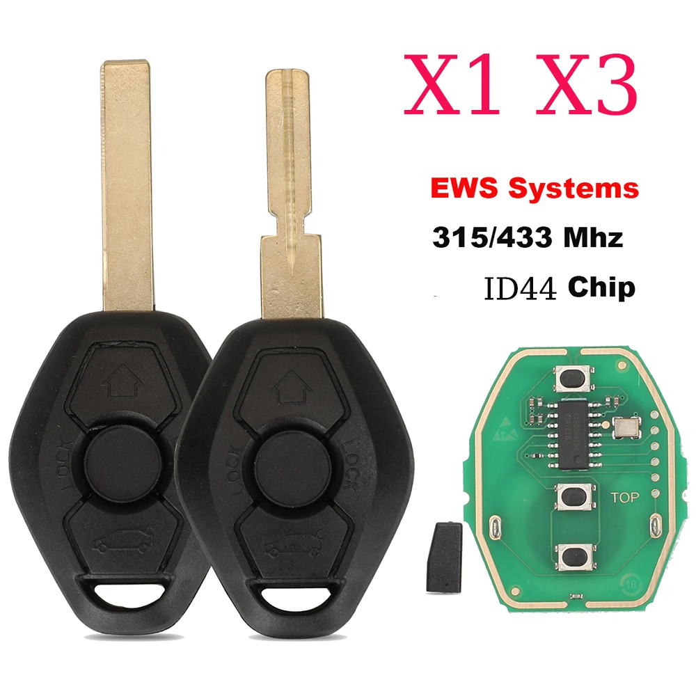 Jingyuqin X1 X3 315/433 Mhz EWS Systeme ID44Chip Fernbedienung Auto Schlüssel Für BMW EWS X3 X5 Z3 Z4 1/3/5/7 Serie Keyless Entry Sender