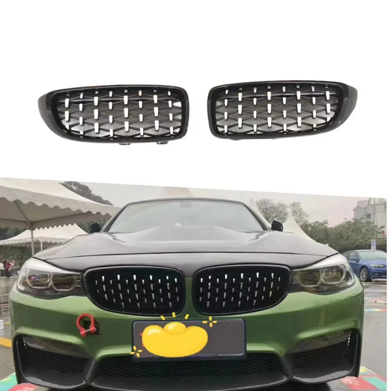 

Пара передних решеток для почек для BMW 3 серии GT F34 2012-2019, хромированная решетка для седана с бриллиантами, решетка переднего бампера в стиле Meteor, новая