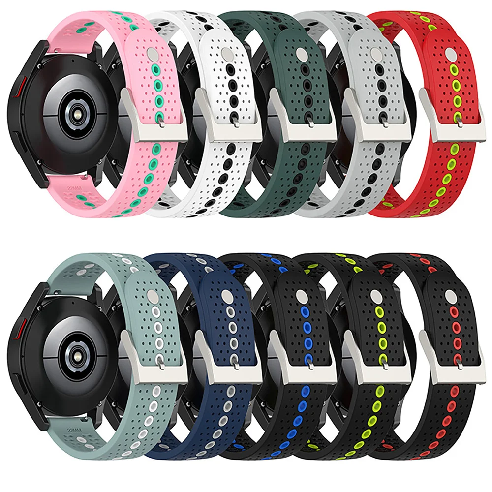 20mm Colorful Hole Strap Men Women Sports Band For Samsung Galaxy Watch5/ watch5 pro/ Watch 4/ 4 Classic