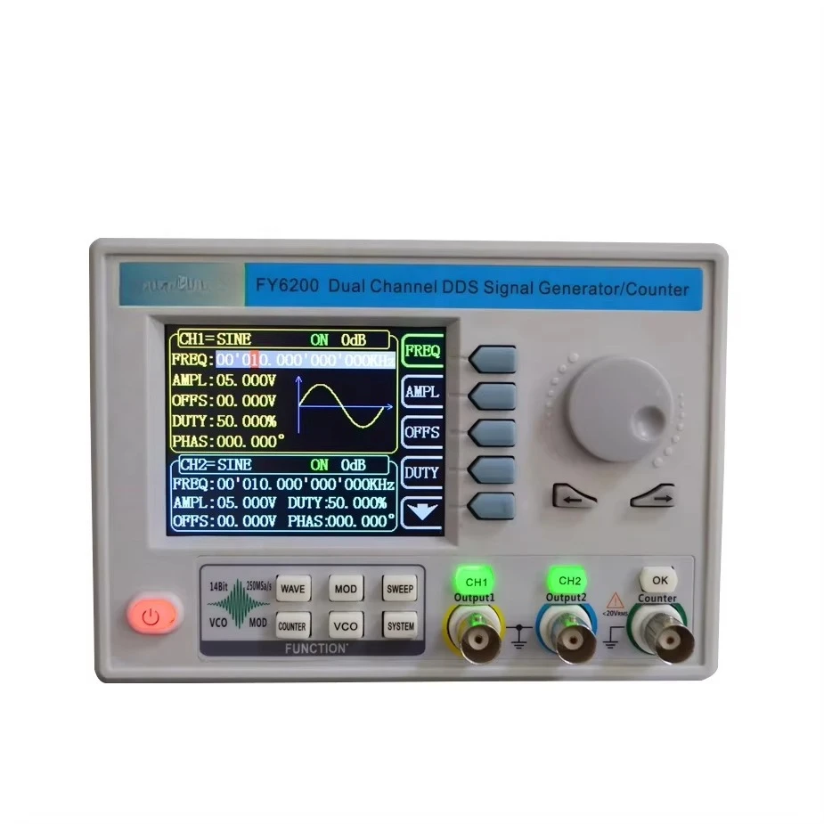 Latest FY6200-20M Dual Channel Function Arbitrary Waveform DDS signal Generator