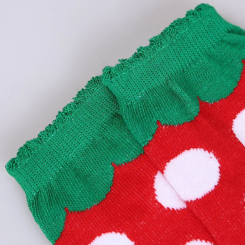 Red Strawberry Polka Dot Pattern Cotton Kids Girls Leg Warmer For Baby