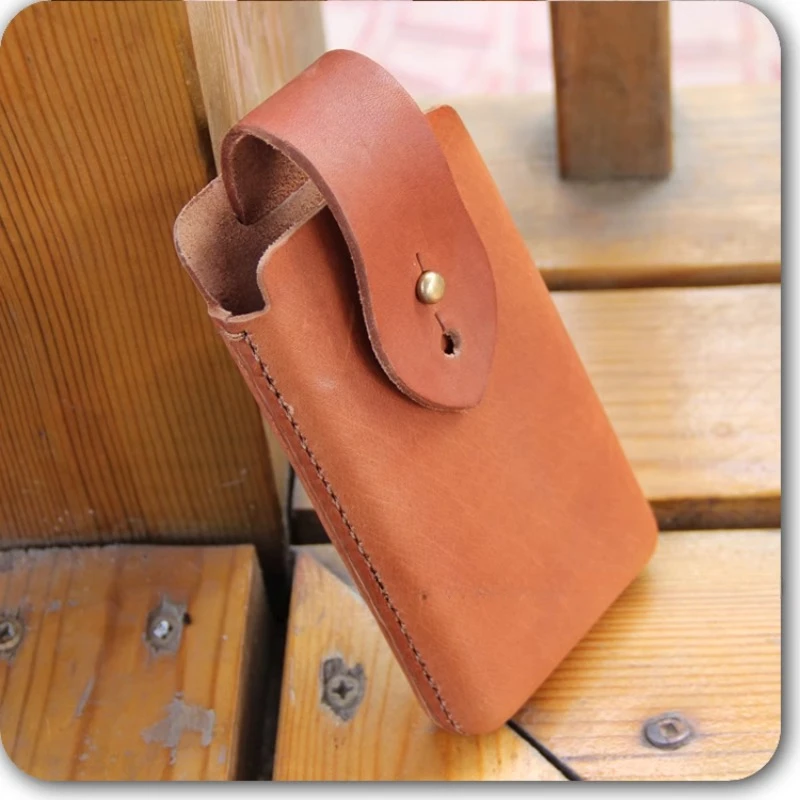 

Hard Cowhide Shaped Mobile Phone Fanny Pack Plant Tanned Leather Personalized Hand-made Small Bag