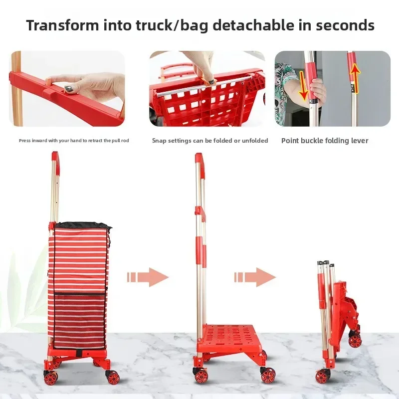 

Минималистичная тележка для покупок, маленькая складная тележка, платформенная тележка-прицеп