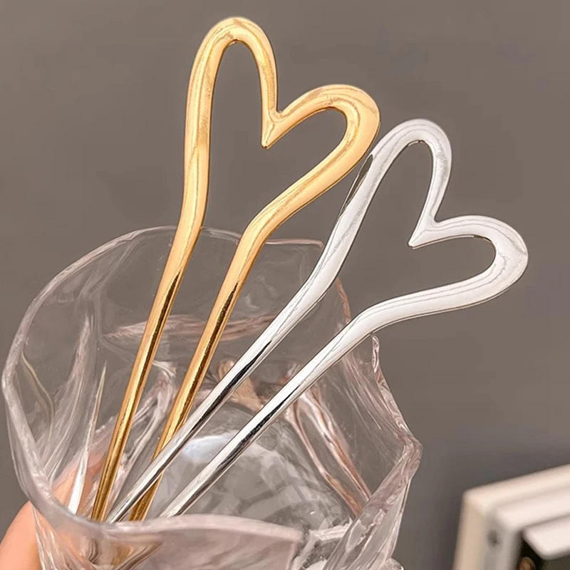 2Pcs U-shaped heart Hair Stick Hairstyle Tools Chinese Style Metal Hairpin Hair Comb Women Simple Jewelry Love Hair Accessories