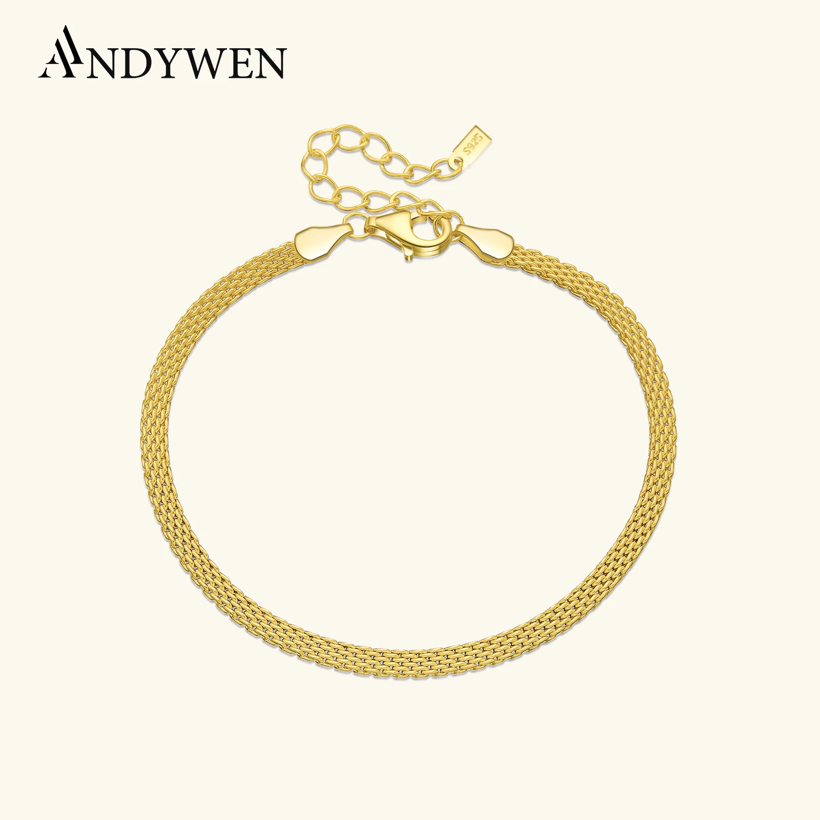 

ANDYWEN 925 Sterling Silver Women Chain Bracelet Bangle 15cm Plus 3cm 2025 Luxury Fine Jewelry Wedding Chains Rock Punk Gift