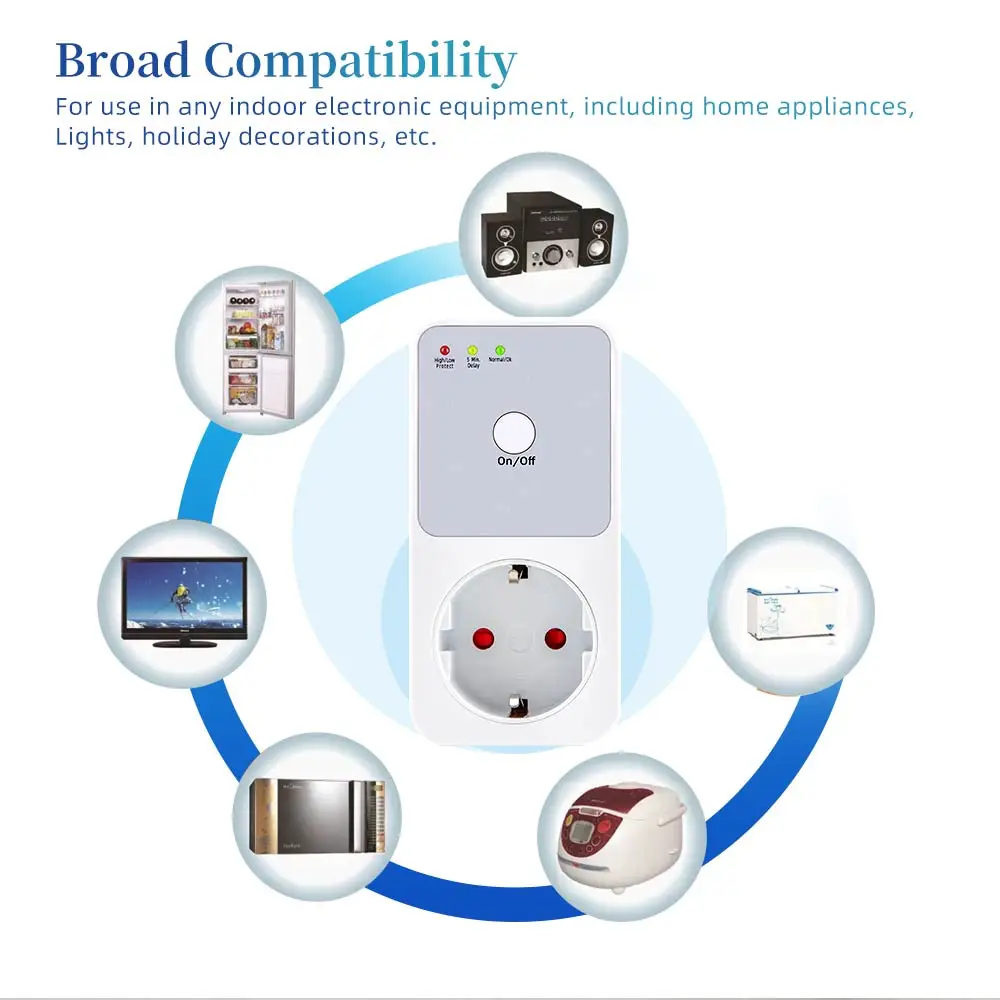 Voltage Protector AC 220V Smart Socket Over Voltage Current and Under Voltage Protective Device Protector Relay EU Plug Socket