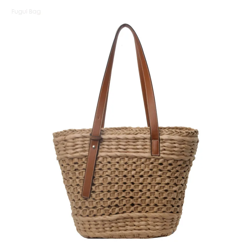 Women's New Grass Woven Bag Underarm Shoulder Bag High End Large Capacity Handbag Leisure Multi Functional Simple Beach