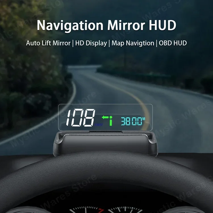 Lift and On or Off Automatically with Car Multi-function New HD HUD-MX10 OBD with Map Navigation Projector Navigation Table