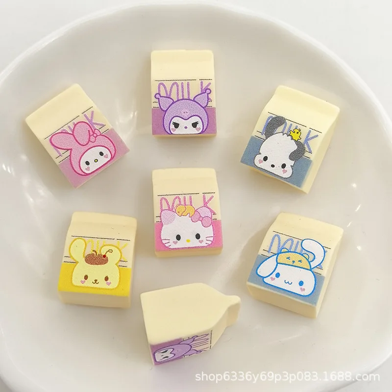 5pcs Cartoon Sanrio Milk Carton DIY Mobile Phone Case Charms Hairpin Jewelry Resin Accessories Crafts Material