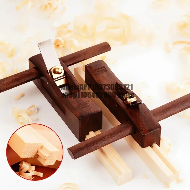 Ebony Wood Tongue Groove Plane Set With High Carbon Steel Blade Compact Handheld Woodworking Grooving Tool for Fast Slotting