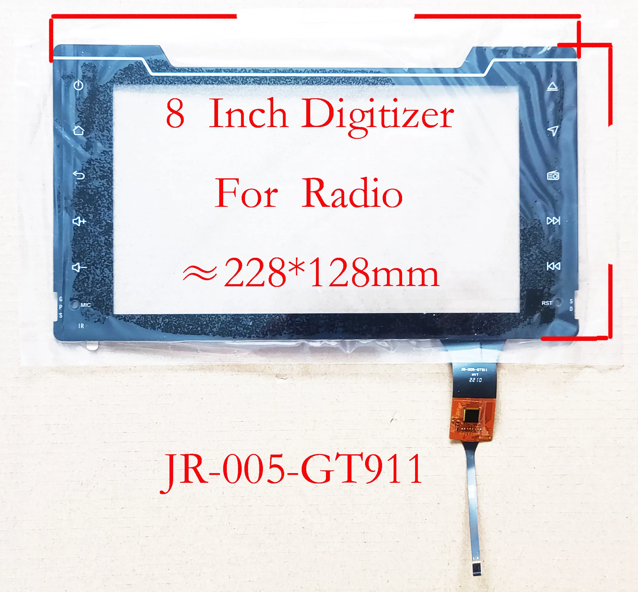 8 Inch Touch Screen Sensor DIgitizer For Toyota Corolla JR-005-GT911 6pin ≈228*128mm For Toyota Corolla