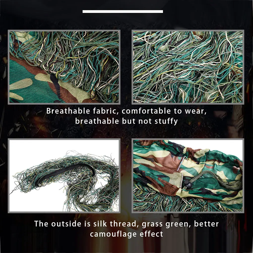 Детские 3D камуфляжные костюмы для охоты на открытом воздухе, разведки, детская камуфляжная одежда, комплект брюк с сумкой для хранения, 1,1-1,3 м