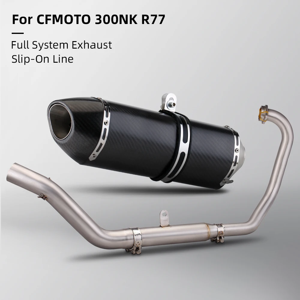 

full escape system for 250sr 250NK 300SR 300NK 300ss racing motorcycle stainless front pipe slip on R77 exhaust muffler