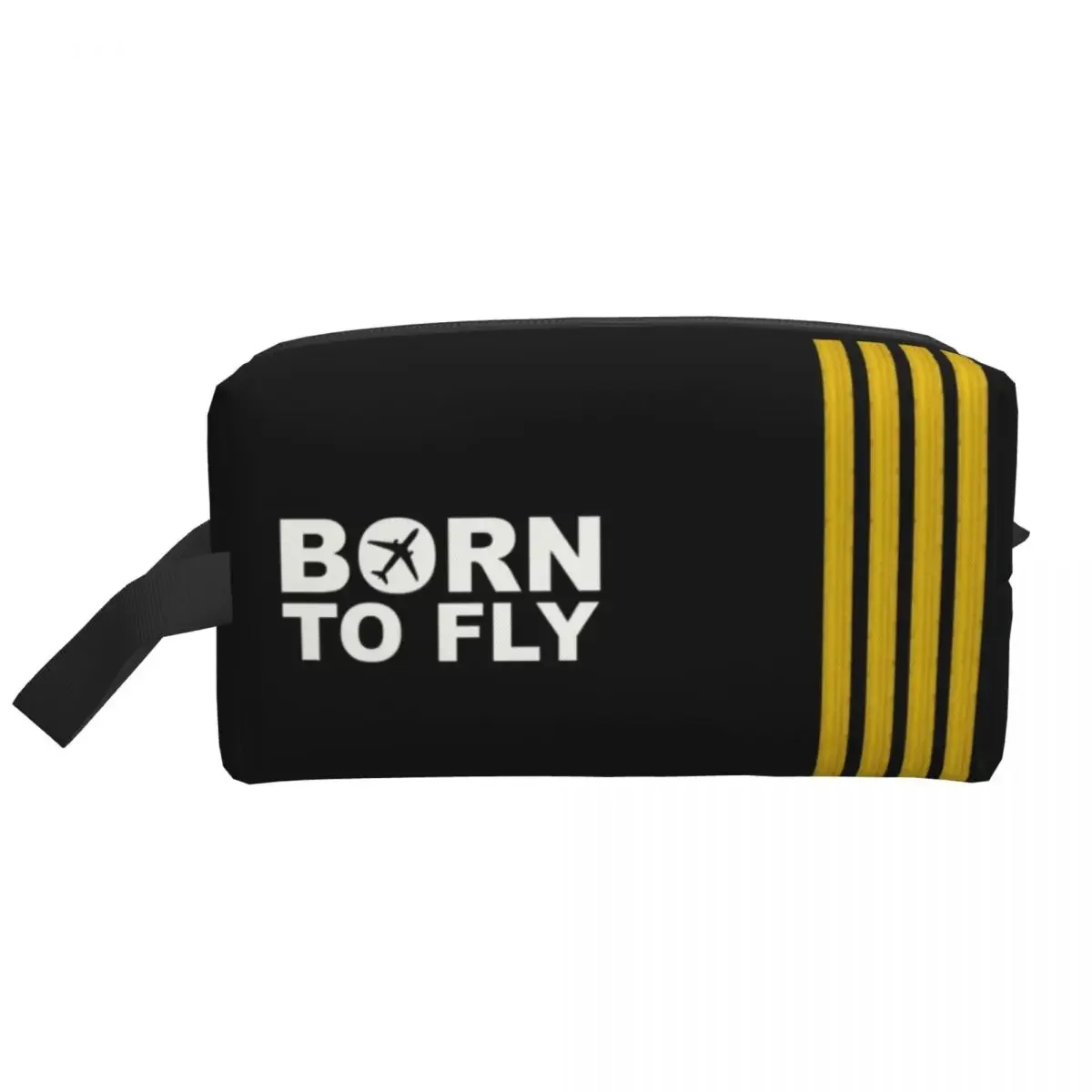 Born To Fly Captain Stripes Cosmetic Bag Women Cute Big Capacity Pilot Air Fighter Makeup Case Beauty Storage Toiletry Bags