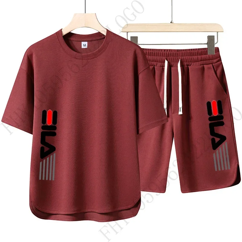 2025 Men's New summer high-quality sportswear printed European and American men's and women's sportswear 2-piece short-sleeved s