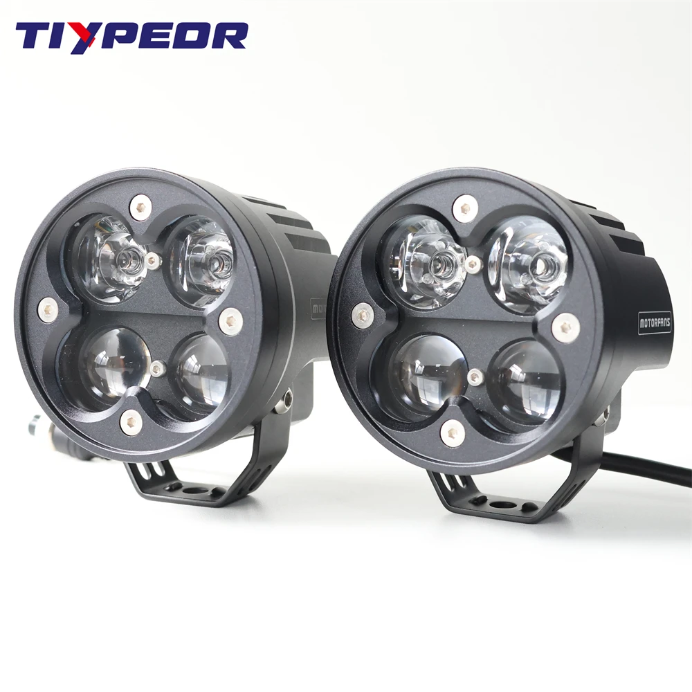 TIYPEOR 40W IP68Waterproof CNC Aluminum Brighter Auxiliary Fog Motorcycle Driving LED Spotlight Headlight For Off-Road ATV UTV