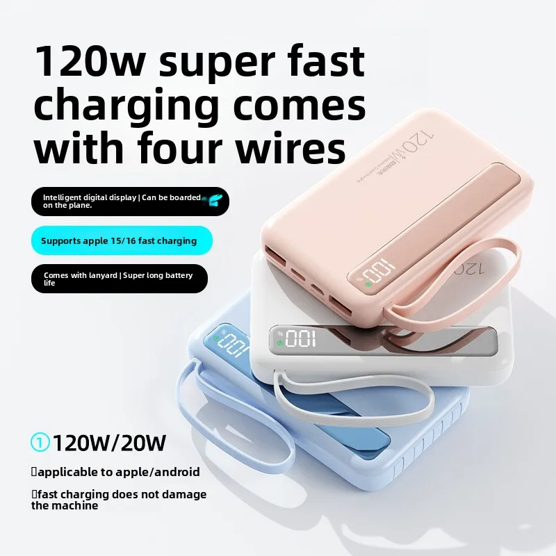 آيفون Xiaomi سامسونج 20000mAh 22.5W شحن سريع للغاية شاشة رقمية ذكية مع أربعة كابلات مدمجة باور بانك portátil