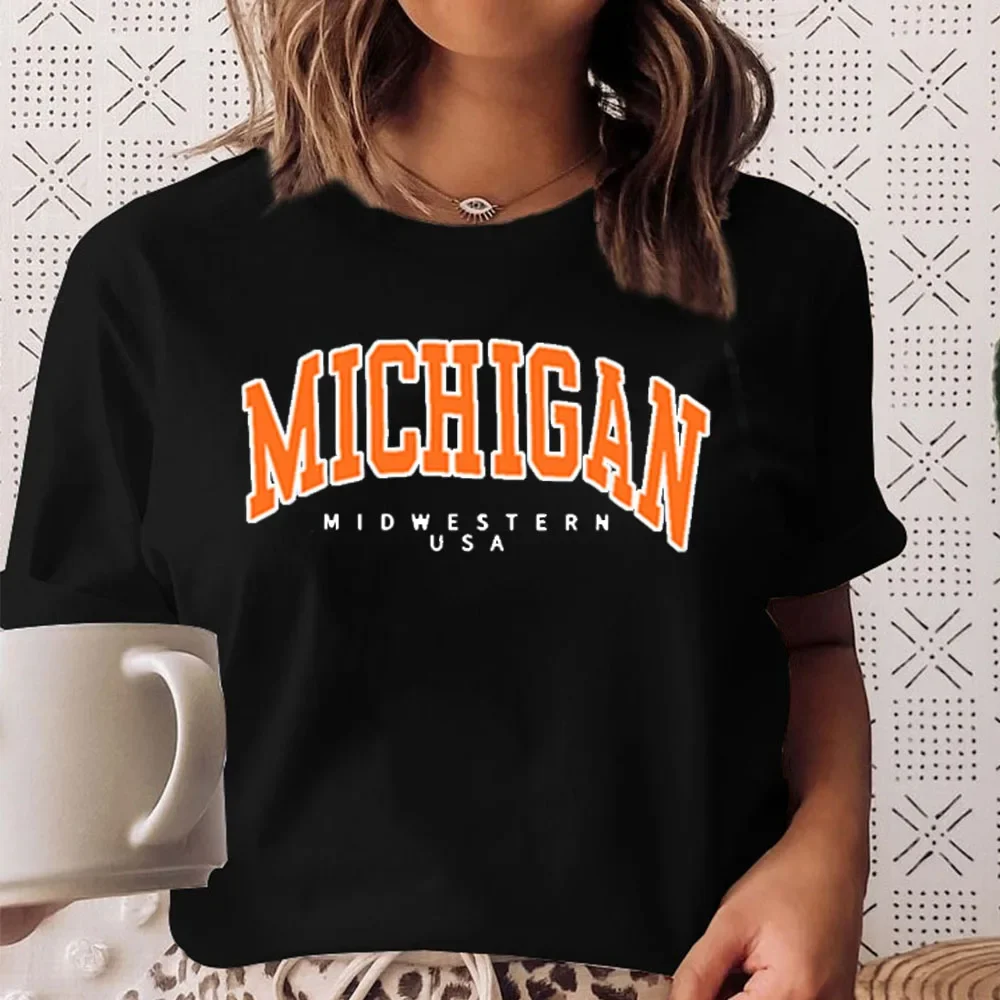 여성용 심플 프린트 티셔츠, 뉴욕 문자 티셔츠, 여성용 패션 티, 블랙 화이트 반팔, 여름 의류