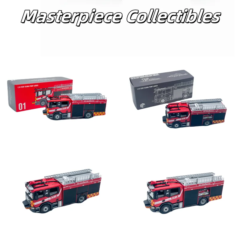 

1/64 Singapore fire engine diecasting simulation alloy car model, boys' festival gift toy, adult decorative collectible ornament