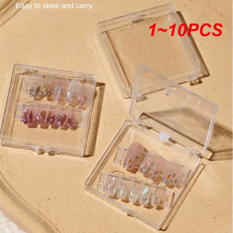 1~10pcs Armor Wearing Finished Product Storage Box Dustproof Transparent Square Flip Nail Box Material Nail Plate Display Box