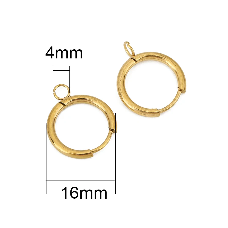 10pcs PVD Never Fade Earrings Hooks Making 16mm Hypoallergenic Stainless Steel Earring Clasps Wire For Jewelry Findings Supplies