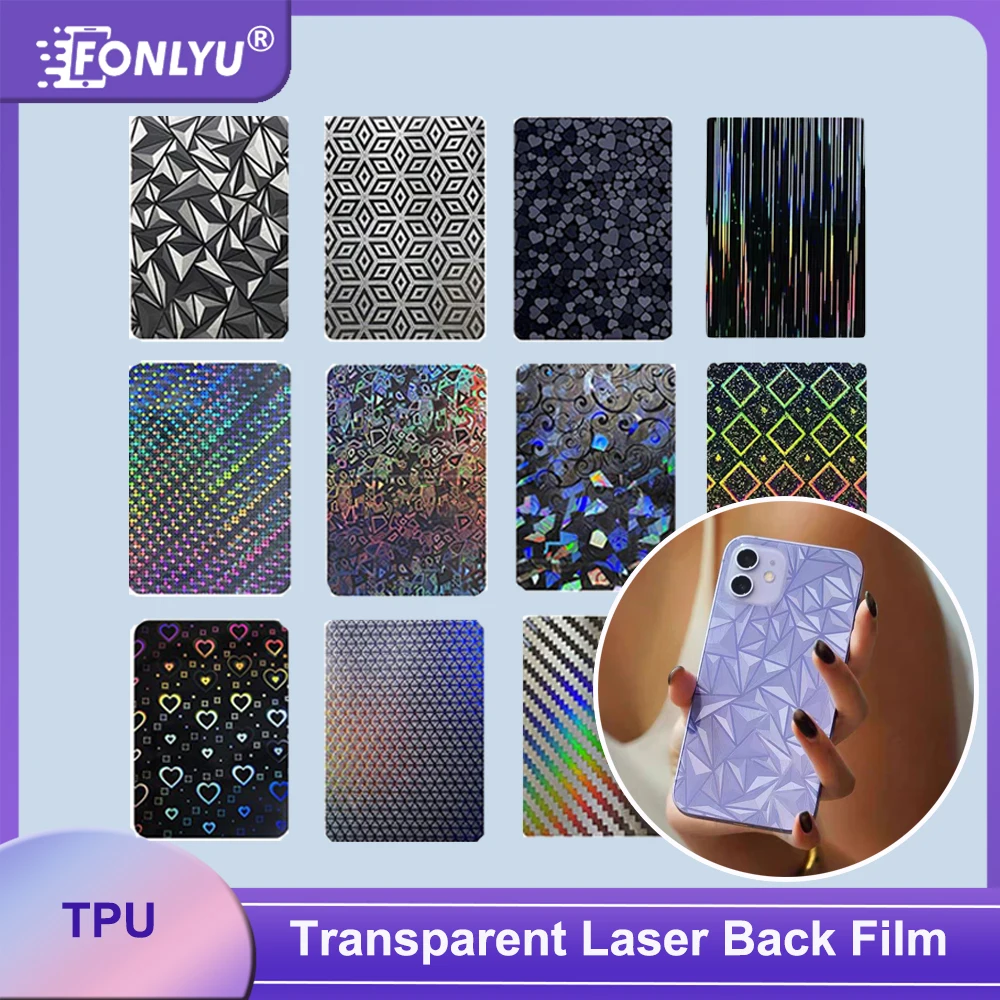 

FONLYU 4D Transparent Laser Phone Skins Back Sticker for iPhone 17 16 Back Cover Screen Protective Film Cutting Machine Plotter