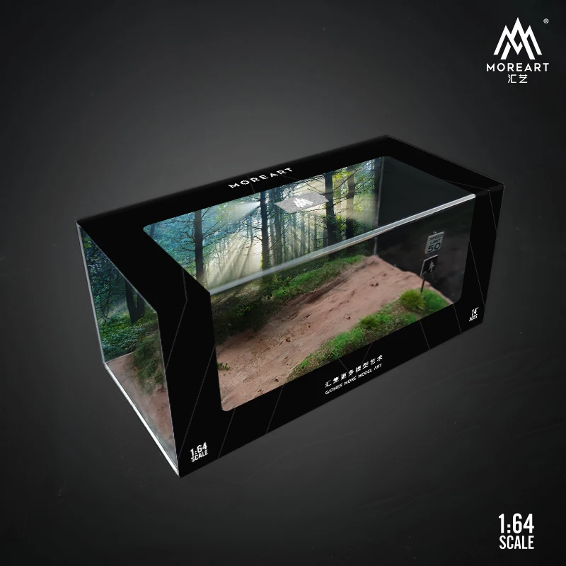 MoreArt 1/64 Model Car Scene Green Field Tracking PVC Diorama Storage Box Theme Display Case Toy Gift (without Car Figure)