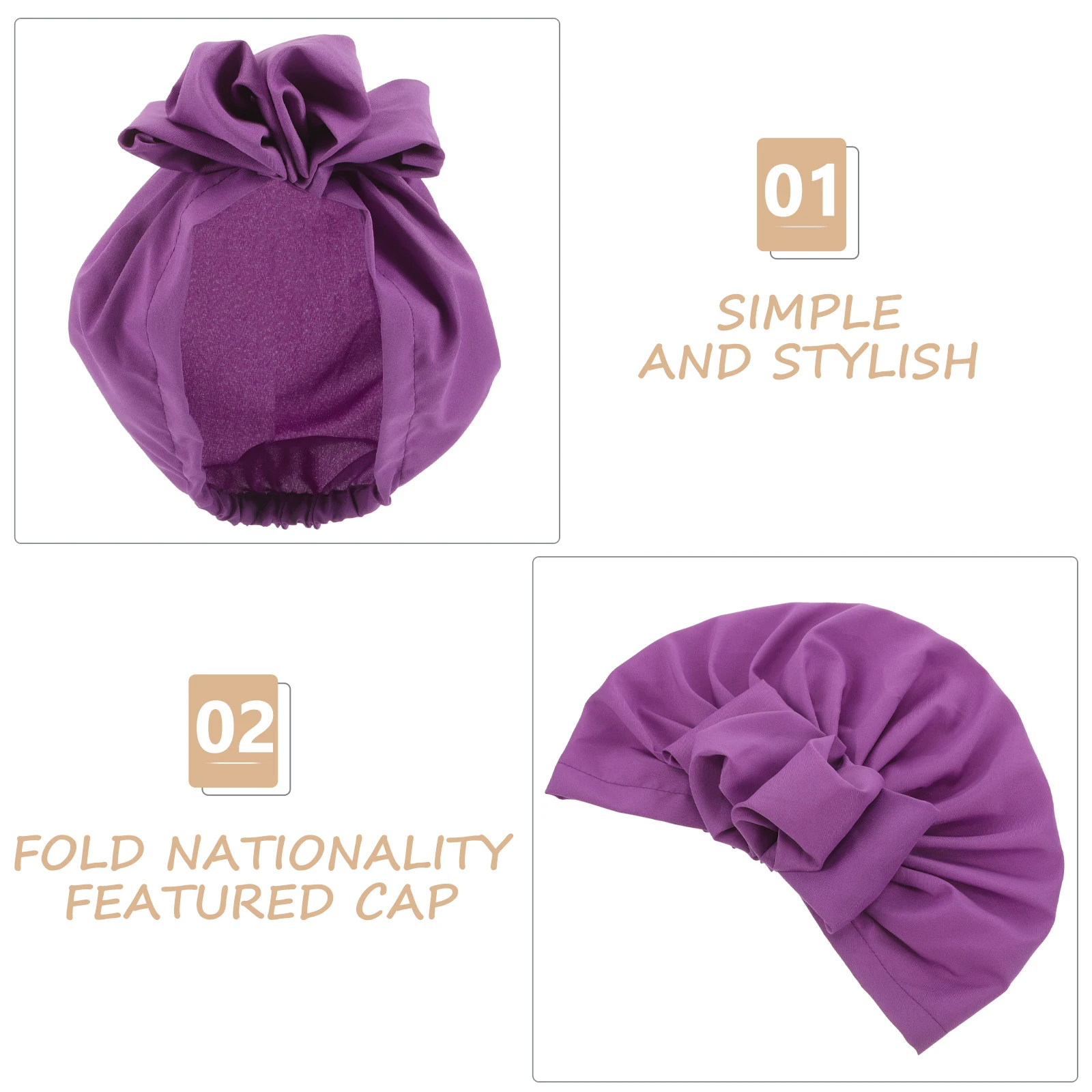 

Vintage Pleated Turban Cap Women Elastic Headscarf Hats Retro Flower Bonnet Lightweight Polyester Spandex Scarf for American
