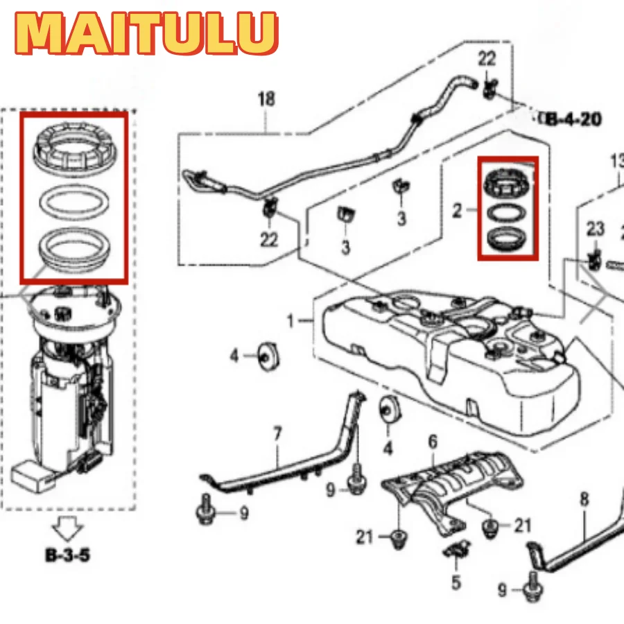 For Honda 2008-2013 Accord, CRV 2007-2011 Fuel locking nuts and sealing ring kits 17046-SWE-T00