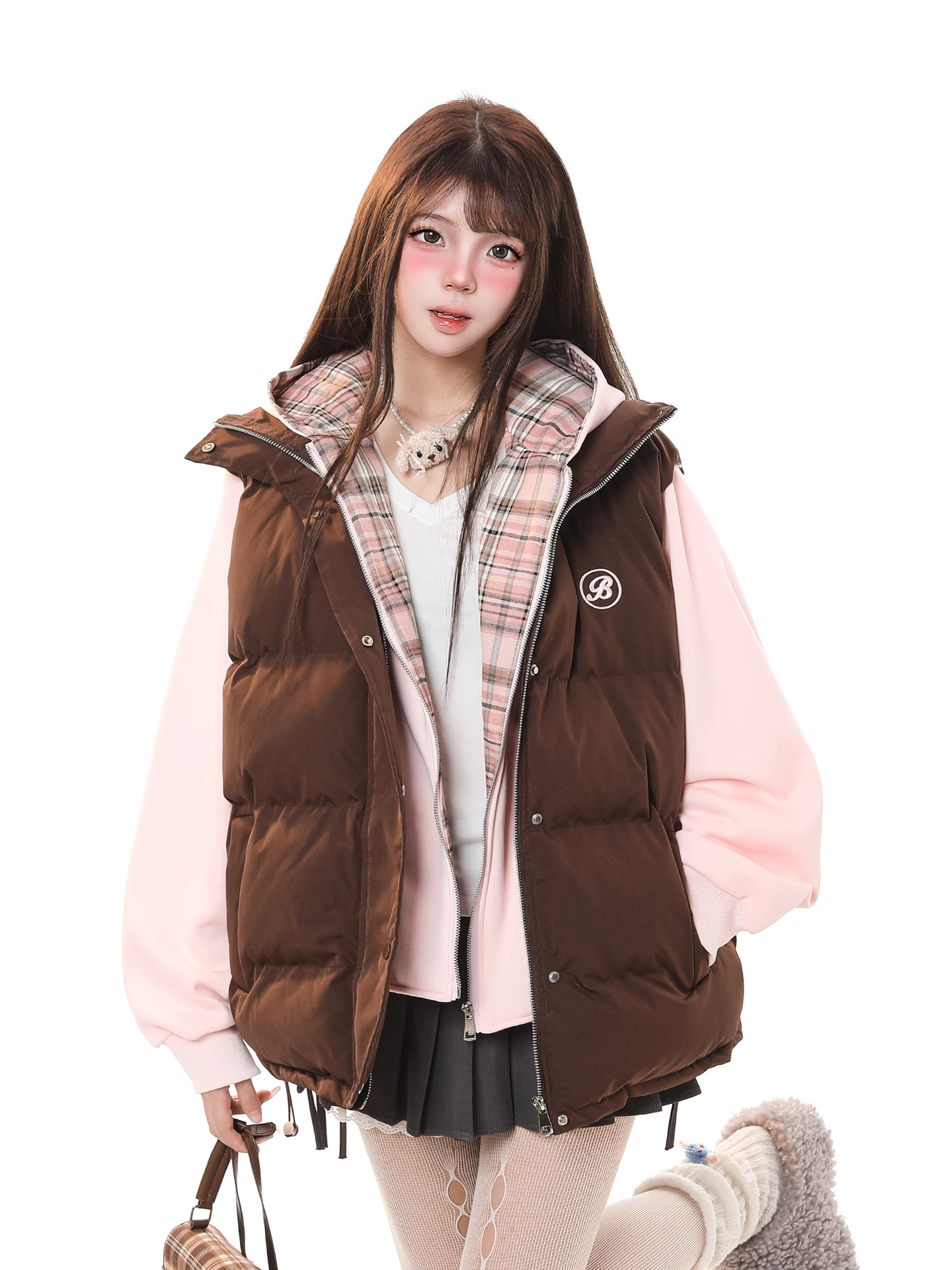 American Style Casual Hooded Cotton Jacket Women's Winter New College Style Loose Warmth Protection Cotton Coat Outerwear