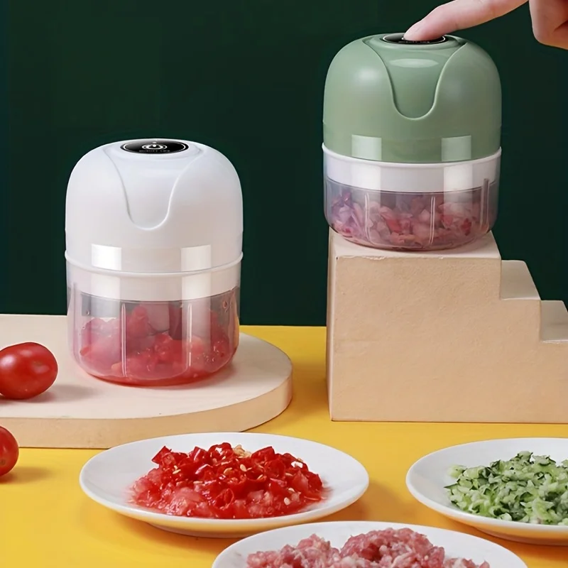 250ml /3blades   Garlic Chopper, Onion Chopper, USB Charging Vegetable Mincer,  Mini Chopper, Food Processor, Kitchen Tools