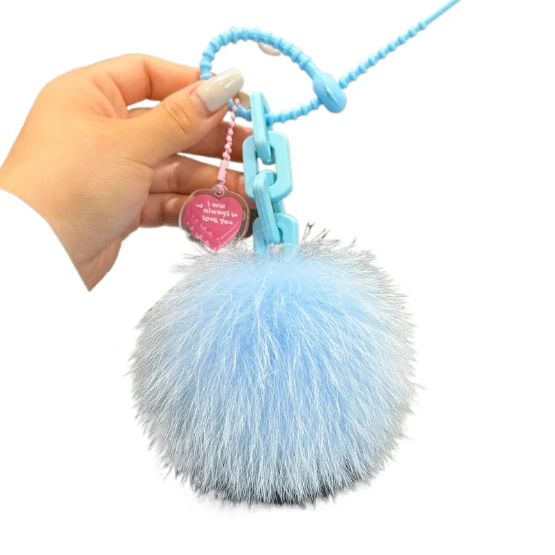 * Kreatif dan lucu bulu rubah asli tas Pom Pom jimat gantungan kunci wanita gantungan kunci untuk kunci mobil Y2k Aksesori Perhiasan mode