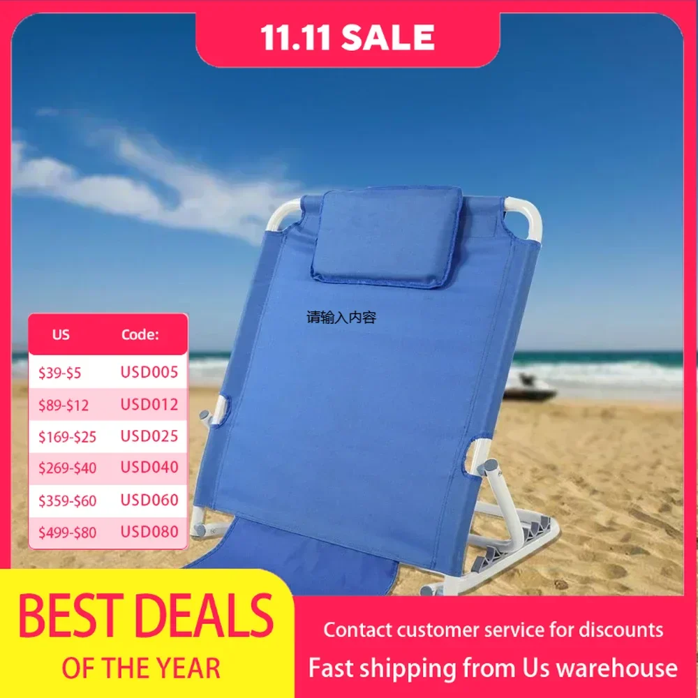 

Portable Folding Adjustable Stainless Steel Disability Backrest Bed Support Beach Travel Lounge