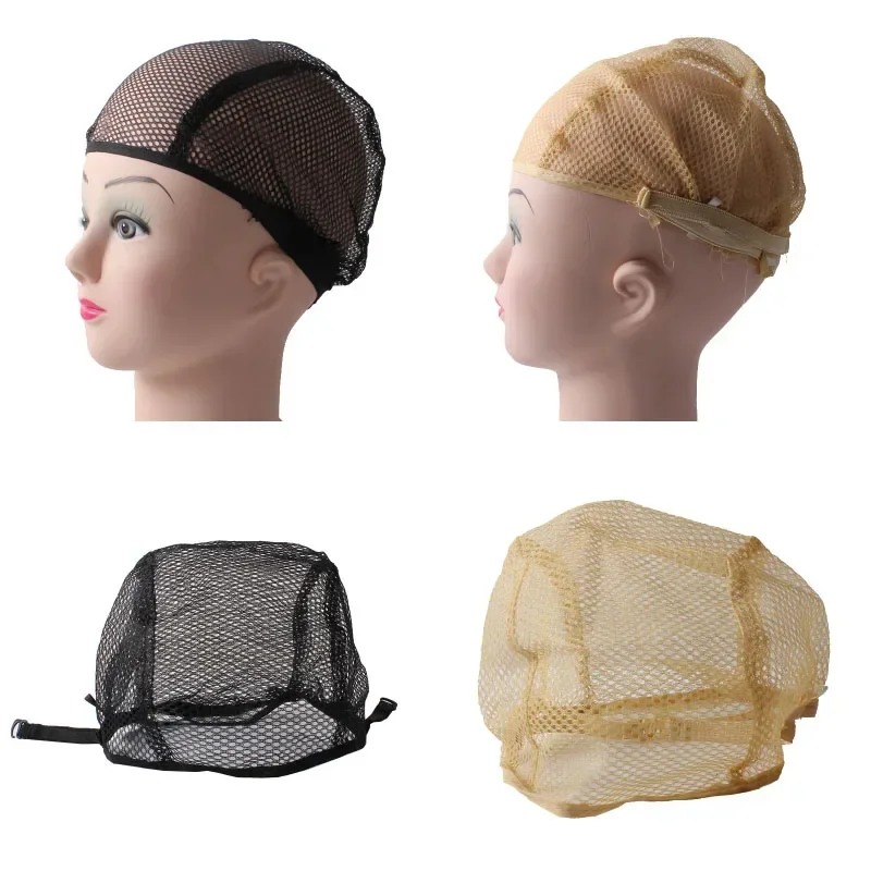 10PCS  Nylon Net Wig Cap For Making Wigs with Adjustable stretch net Strap on Back Wig for Lace Wigs Black blonde two color