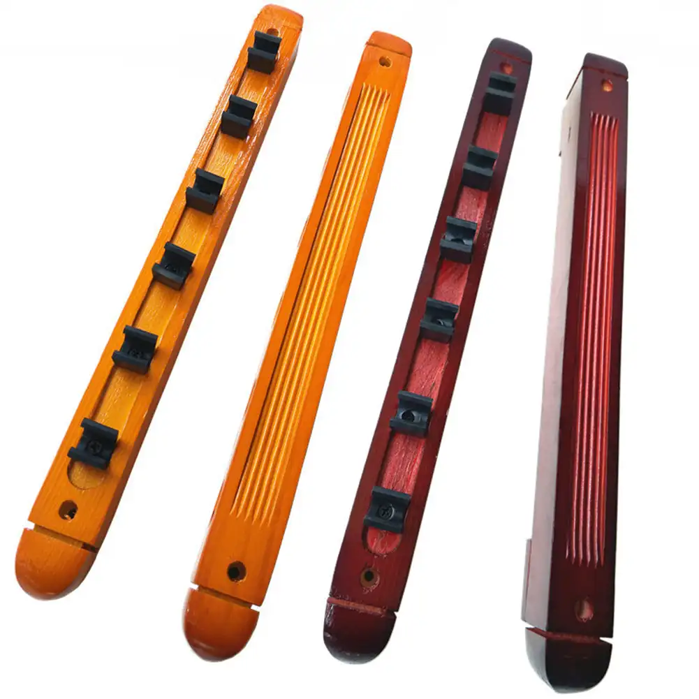 New Billiard Wood Rack Holder Wall Mounted Hanging Professional 6-Hole Wooden Billiard Cue Holder Accessories Billiard Cue Rack