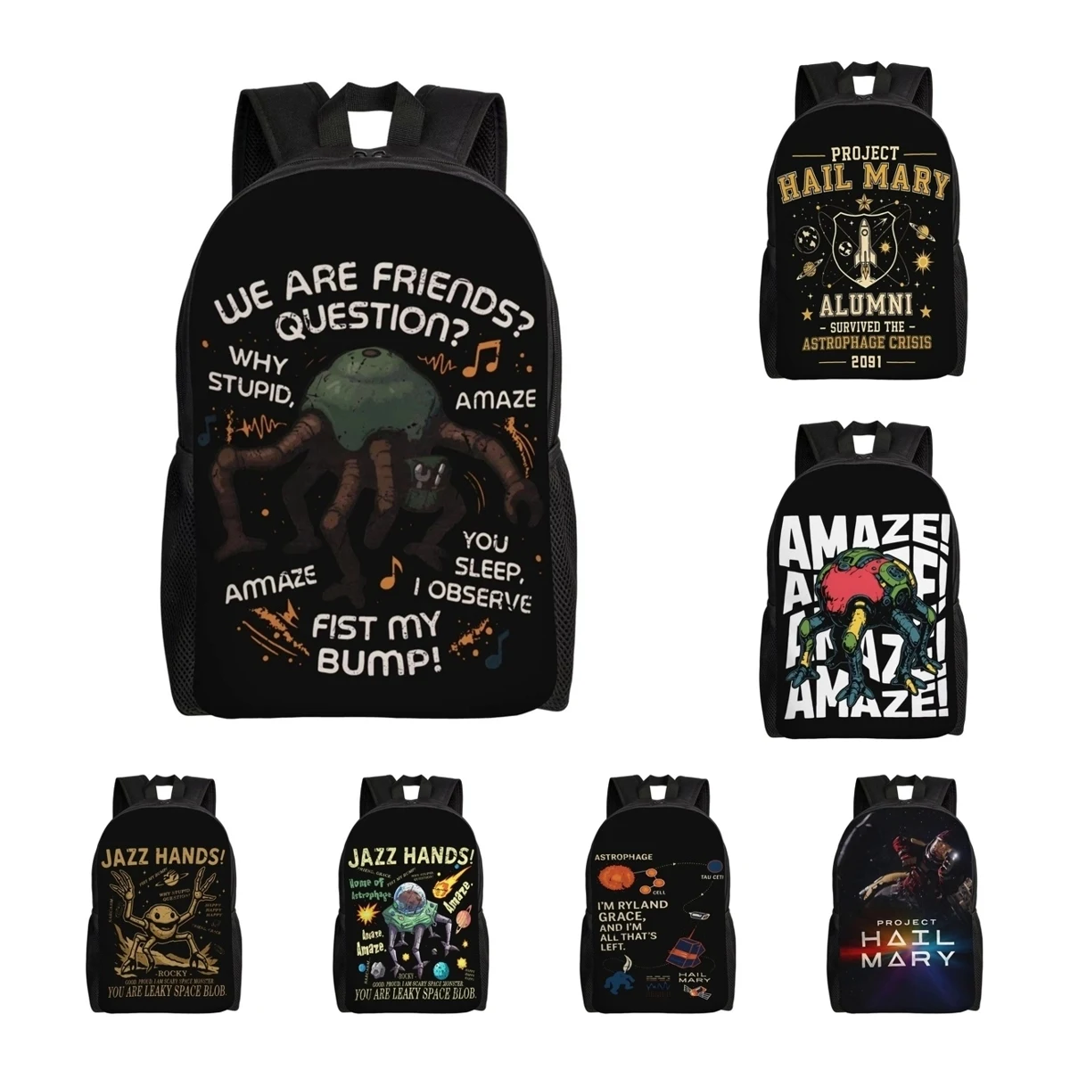 Project Hail Mary - Rocky - Andy Weir Book  Backpack Casual High School Hiking Travel Daypack  Laptop Shoulder Bag Lightweight