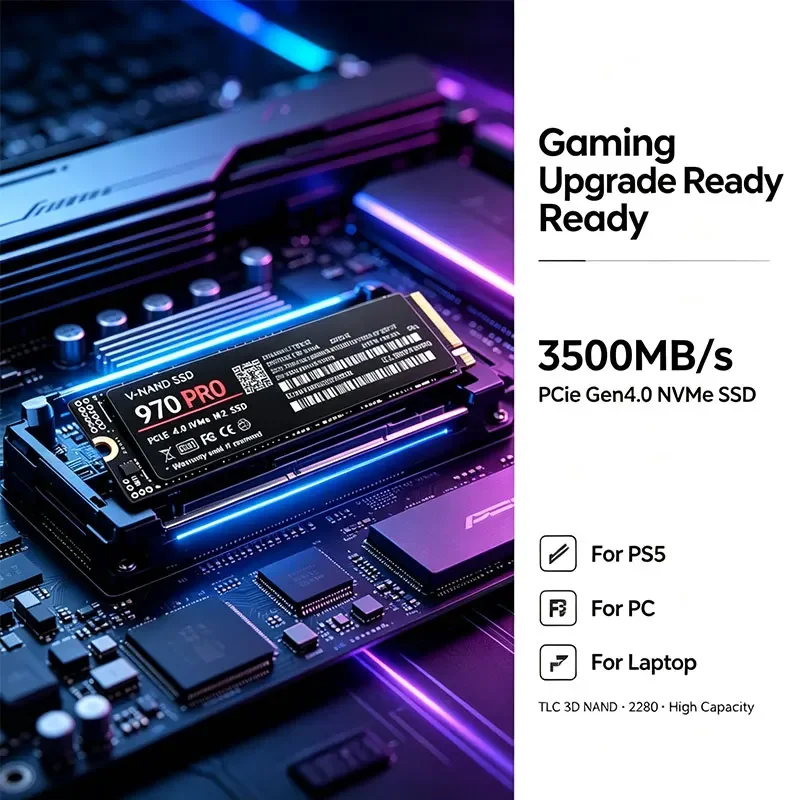 Gaming M.2 NVMe SSD 970 PRO PCIe 4.0 X4 3500MB/s TLC 3D NAND 2280 Internal Drive 500GB 1TB 2TB 4TB for PS5 Laptop Desktop PC