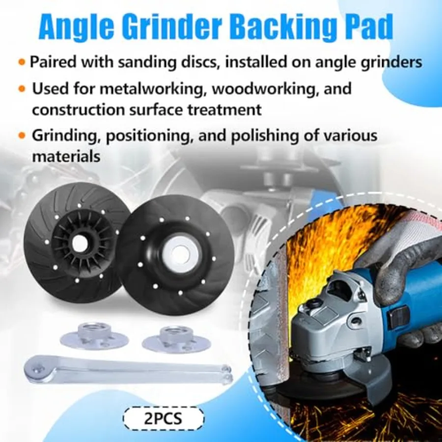 2PCS 4.5 x 5/8-11 Angle Grinder Backing Pad Compatible with DeWalt Bosch BHA More Angle Grinder Ribbed Backing Pad Resin Fiber view 2