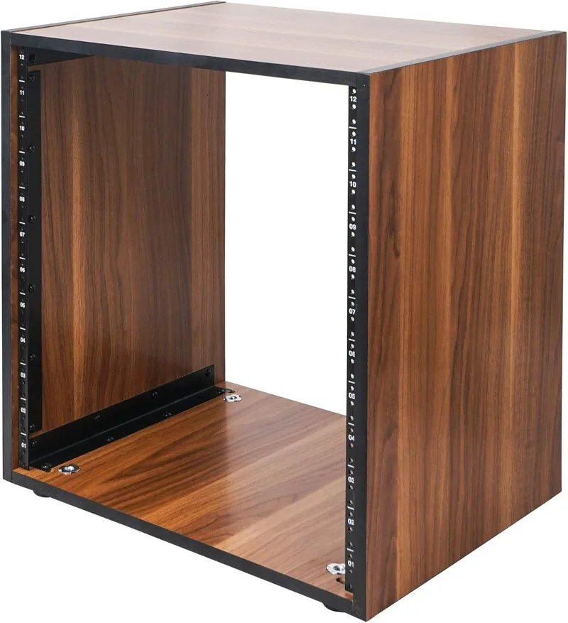 DIY 12U Studio Rack with Furniture Grade Walnut Laminate, Rubber Feet, Casters (SDRK-12WN)