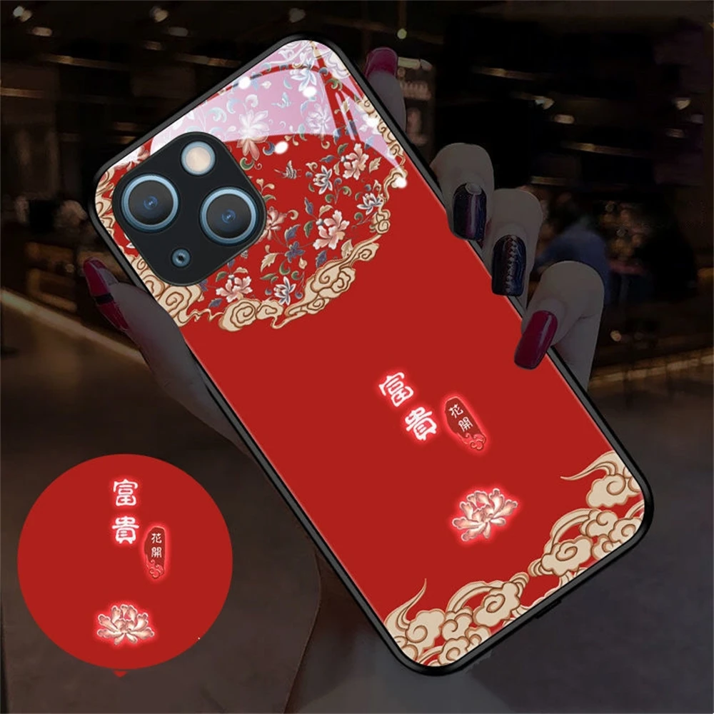 

Symbolizes Wealth Pattern LED Light Up Phone Case Glowing Back Cover For Samsung S25 S24 S23 S22 S21 S20 FE Note10 20 Plus Ultra