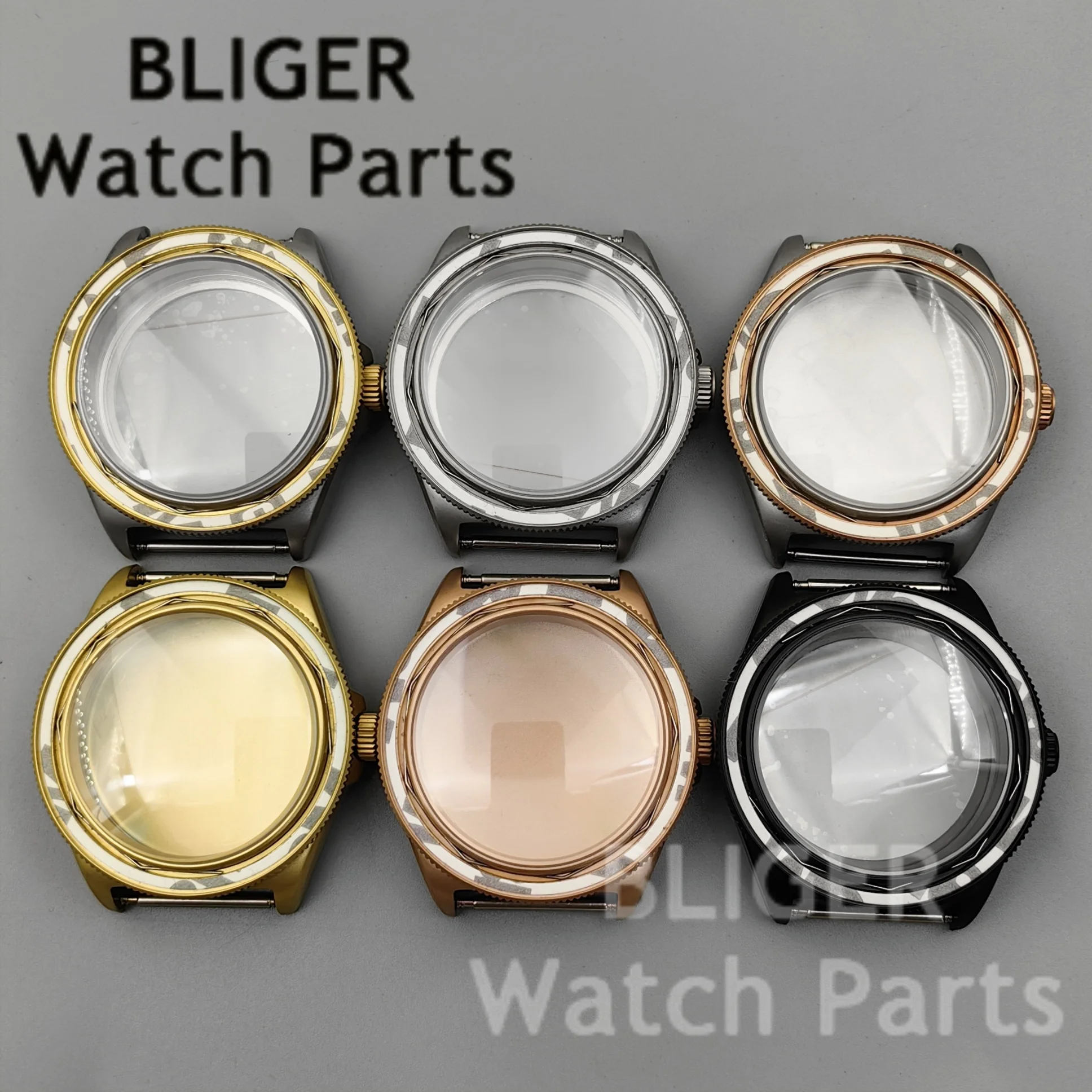 BLIGER Tactical Frog 40mm Gold Rose Black FXD Matte Watch Case Domed Sapphire Waterproof Fit NH34 NH35 NH35 NH36 ETA2824 PT5000