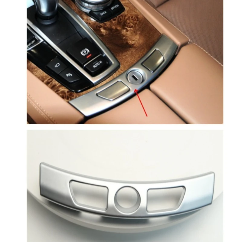 1pcs for BMW 7 Series 730 740 Silver Trim Panel Switch Lock Latch of The Armrest Box F02 Central Control Button Cover Plate